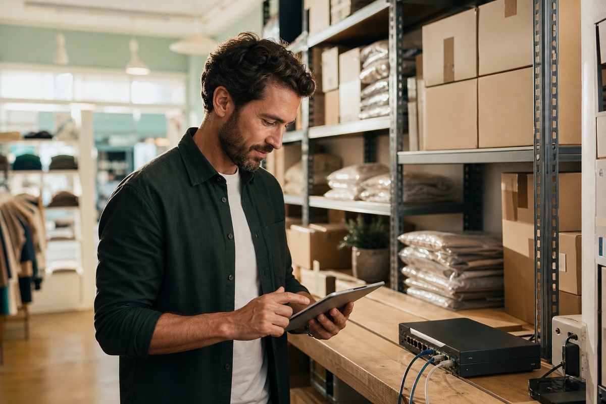 Retail operations manager reviewing store network performance